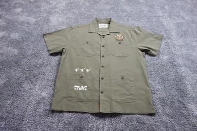 Howler Bros Shirt Mens Medium Beige Button Up Tiki Tatsu-Ya Voyager Emboridered - Image 1 of 4