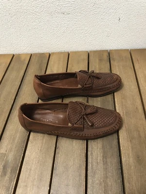 VNT Cole Haan Country Leather Loafers Women's Woven Shoes Brown Tassel 10.5B - Image 1 of 4