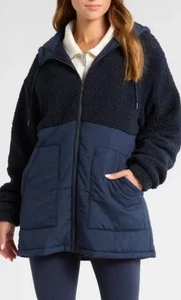 169 $ Zella Faux Shearling Jacket Hybrid Pocket Jacket Coat medium DEFEKTER REISSVERSCHLUSS - Bild 1 von 6