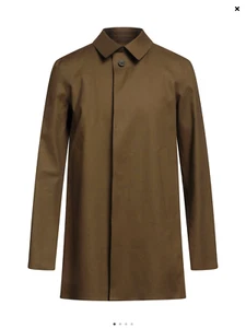 1417$ HERNO CAPPOTTO MACKINTOSH VERDE FATTO A MANO cuciture nastrate L - Foto 1 di 14