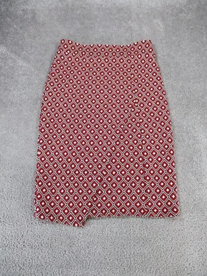 Maeve By Anthropologie Skirt Womens Small Red White Black Geometric Midi - Imagem 1 de 4