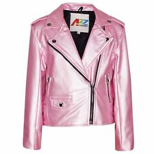 Kids Jacket Girls Designer's PU Leather Jackets Zip Up Biker Coats 7-13 Years
