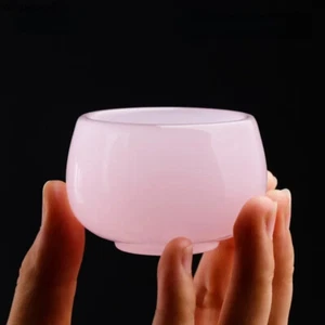 Hibiscus Jade Porcelain Teacup Pink Glazed Jade Tea Set Chinese Retro Tea Cup - Picture 1 of 2