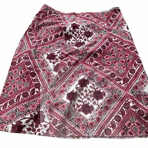 Ann Taylor Petites A-Line Paisley Skirt Red Knee Length Cotton Size 8P - Picture 1 of 1