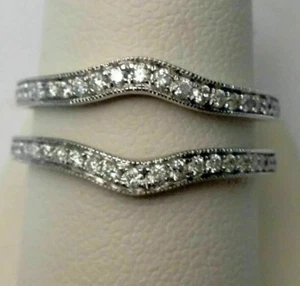 2Ct Lab Created Diamond Enhancer Ring Guard Wrap Band 14k White Gold Plated - Picture 1 of 12