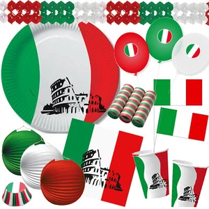 ITALIA - Vajilla decoración fiesta país lema fiesta verde blanco rojo fiesta italiana - Imagen 1 de 22