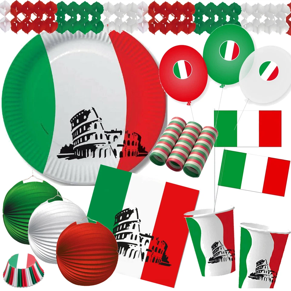 ITALIEN - Geschirr Deko Länderparty Mottoparty Party Grün Weiß Rot Italienparty - Bild 1 von 1