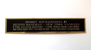 Bobby Richardson Baseball Card New York Yankees Display Case Nameplate 1.5" X 6" - Picture 1 of 12