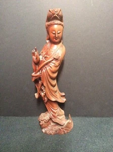 Antique Carved Wood QuanYin Figure - Picture 1 of 9