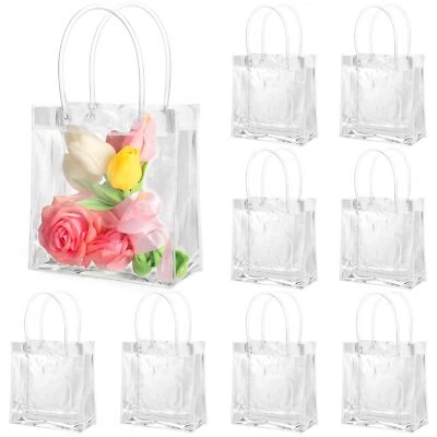 20件装透明礼品袋带手柄可重复使用派对礼品袋婚礼用 — 第 1/4 张图片