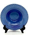 Vintage Bordallo Pinheiro Blue Coupe Basketweave Bowl Portugal 7.5”