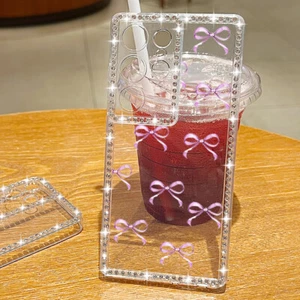 For Samsung S25 S24 Ultra S23 S22 A15 A36 Bow Pattern Clear Silicone Case Cover - Picture 1 of 22