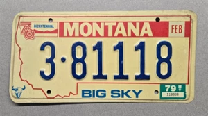 🐾 1976 MONTANA "PASSENGER" LICENSE PLATE (3-81118) GALLATIN COUNTY (W/79 STKR.) - Picture 1 of 3