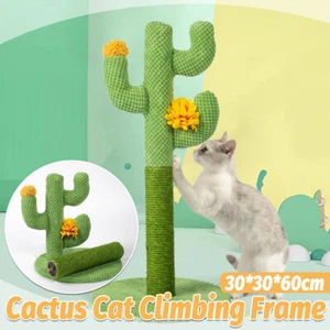 Cactus Cat Scratching Post Sisal Climbing Toy Pet Furniture Cat Scratcher Board - Picture 1 of 13