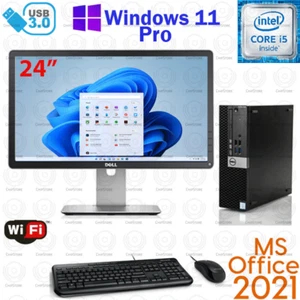 Windows 11 Dell i5 3.2 ghz 16GB RAM 1TB 24" LCD WiFi Desktop Computer PC Office - Picture 1 of 4