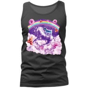 Camiseta sin mangas Rainbow Pug montar unicornio animal mascota broma divertida humor gráfico humorístico - Imagen 1 de 11