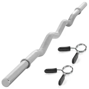MAXXIVA Curlstange 130 cm silber Langhantel Federverschluss Gewichtsstange - Bild 1 von 7