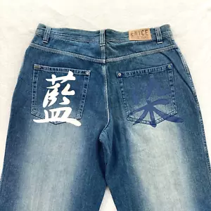 Vintage ENYCE Jeans Mens 38x34 Baggy Relaxed Straight Blue Denim Hip Hop Skater - Picture 1 of 14
