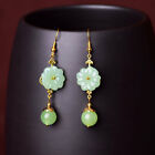 Green Jade Flower Earrings Natural Designer 925 Silver Women Real Jewelry