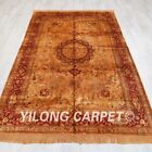 6x9ft Handmade Silk Area Rug Living Room Gold Antique Handmade Carpet 052C