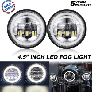 2x 4.5 Inch Chrome Halo DRL LED Spot Fog Passing Light Lamp For Harley Davidson - Picture 1 of 12