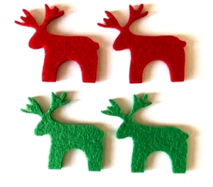 Filz Rentier Weihnachten Basteln Formen 4 Stück rot grün gestanzt H6cm x B6,5cm x3mm - Bild 1 von 5