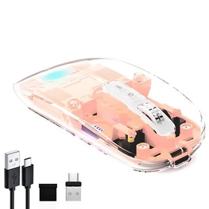 Wireless Transparent Mouse for ComputerBluetooth Mouse RechargealePower Displ... - Picture 1 of 7