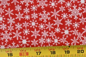Von 1/2 Yd, weiße Schneeflocken auf rotem Quilt Baumwolle, Jo-Ann, B1382 - Bild 1 von 6
