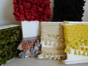 Choice TASSEL FRINGE Red Black Ivory Yellow Green Scallop Loop peach blue TRIM - Picture 1 of 23
