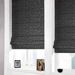 Classic New Linen Textured Roman Blinds - 100% Blockout for Room Darkening  - Picture 1 of 11