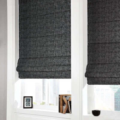 Classic New Linen Textured Roman Blinds - 100% Blockout for Room Darkening  - image 1 of 4