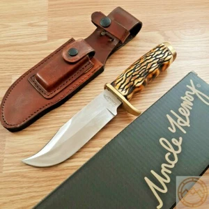 Schrade Uncle Henry Pro Hunter Fixed Knife 5.38" Stainless Blade Staglon Handle - Picture 1 of 12