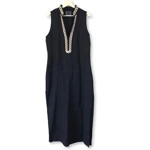 Sail to Sable Women's High Neck Slit Maxi Dress Navy Blue Sleeveless Nautical - Picture 1 of 14