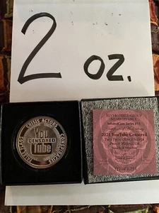 SILVER SHIELD 2021 2oz YouTube Censored. This Is the 2 Oz. Proof!!! No Reserve!! - Picture 1 of 3