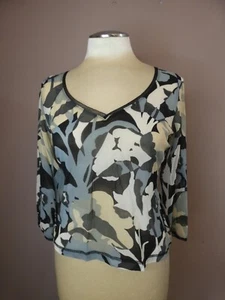 Camiseta deportiva Piazza Sempione Itay 42 de seda para mujer geométrica gris blanca semi transparente - Imagen 1 de 11