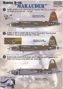 Druckmaßstab Aufkleber 1/144 Martin B-26 Marauder Amerikanischer Zweiter Weltkrieg mittlerer Bomber - Bild 1 von 1