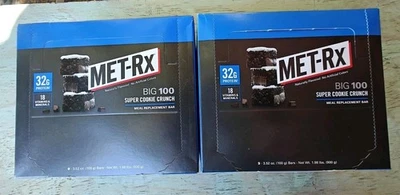 (2)Pack MET-Rx Big 100 Protein Bars Super Cookie Crunch 9ct–32g BB 06/26 Protein - Image 1 of 3