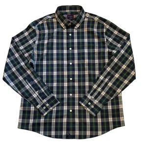 Untuckit Hemd Herren Large blau kariert Knopfleiste Langarm Performance Stretch - Bild 1 von 9