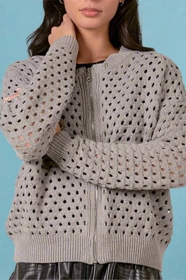 Suéter Elan tejido abierto con cremallera talla L Foto 1 de 4