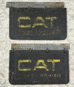 Vintage CAT Mud Flaps Diesel Power Heavy Duty Rubber 14" X 24 1/4" X 1/2" OLD - Picture 1 of 5