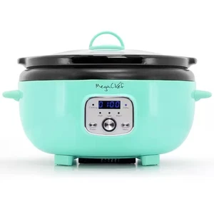 MegaChef Digital Slow Cooker 6.8Qt Oval Turquoise Ceramic Pot Dishwasher Safe - Picture 1 of 6