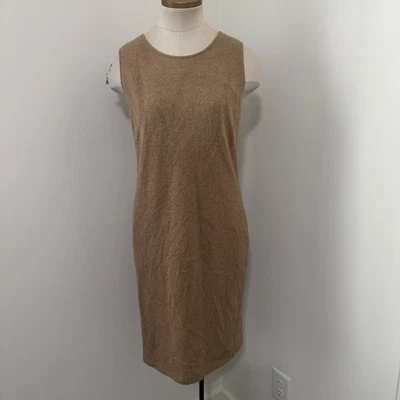 VESTIDO MaxMara Mediano 44 Camel Sin Mangas Mezcla Lana Italia Silencioso Lujo Foto 1 de 4
