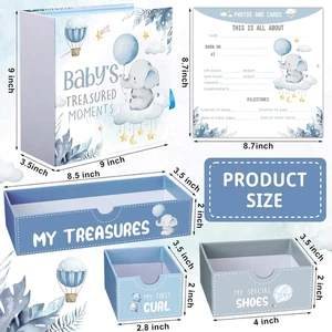 Baby Keepsake Box Treasured Memories Elephant Newborn Memory Organizer 9 Labeled - Picture 1 of 6