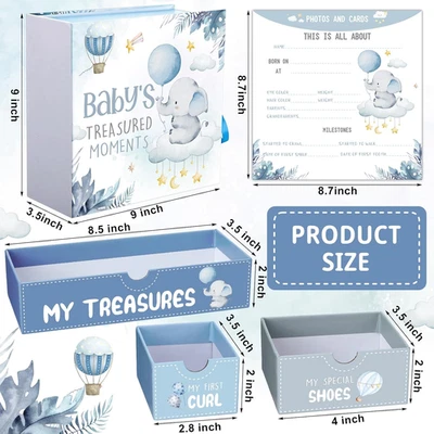 Baby Keepsake Box Treasured Memories Elephant Newborn Memory Organizer 9 Labeled - Image 1 of 4