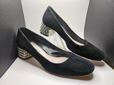 Miu Miu Calzature Donna Crystal Covered Heals Black Size 38 - Image 1 of 4