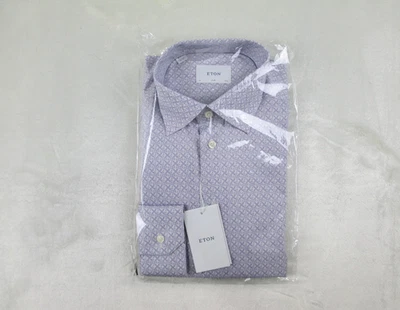 NUEVA Camisa de Vestir Eton Para Hombres 42 16.5 Grande Rosa Floral Algodón Delgada Negocios Foto 1 de 4