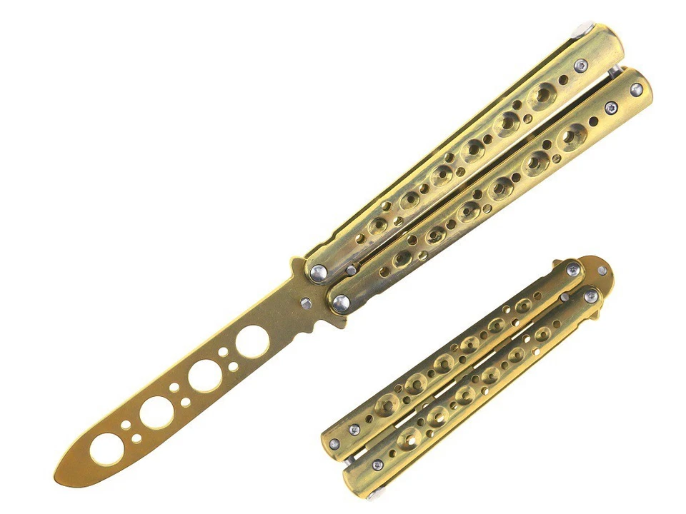 Бабочка Balisong тренер нож. Тренировочный нож с тусклым лезвием из нержавеющей стали. НОВЫЙ - Изображение 1 из 1