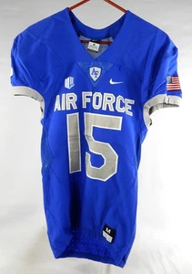 Camiseta deportiva azul usada Air Force Falcons #15 2016 placa de identificación eliminada M 913 - Imagen 1 de 12