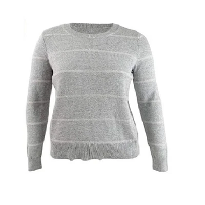 Suéter Pullover Michael Kors Para Mujer Tejido Manga Larga Rayas Oropel Gris PL $88 Foto 1 de 4