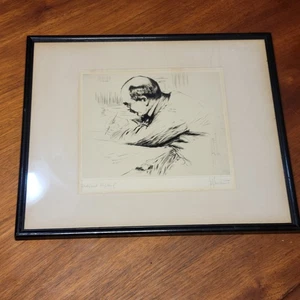 Antiguo grabado de Rupyard Kipling firmado por Richard George Mathews enmarcado - Imagen 1 de 11